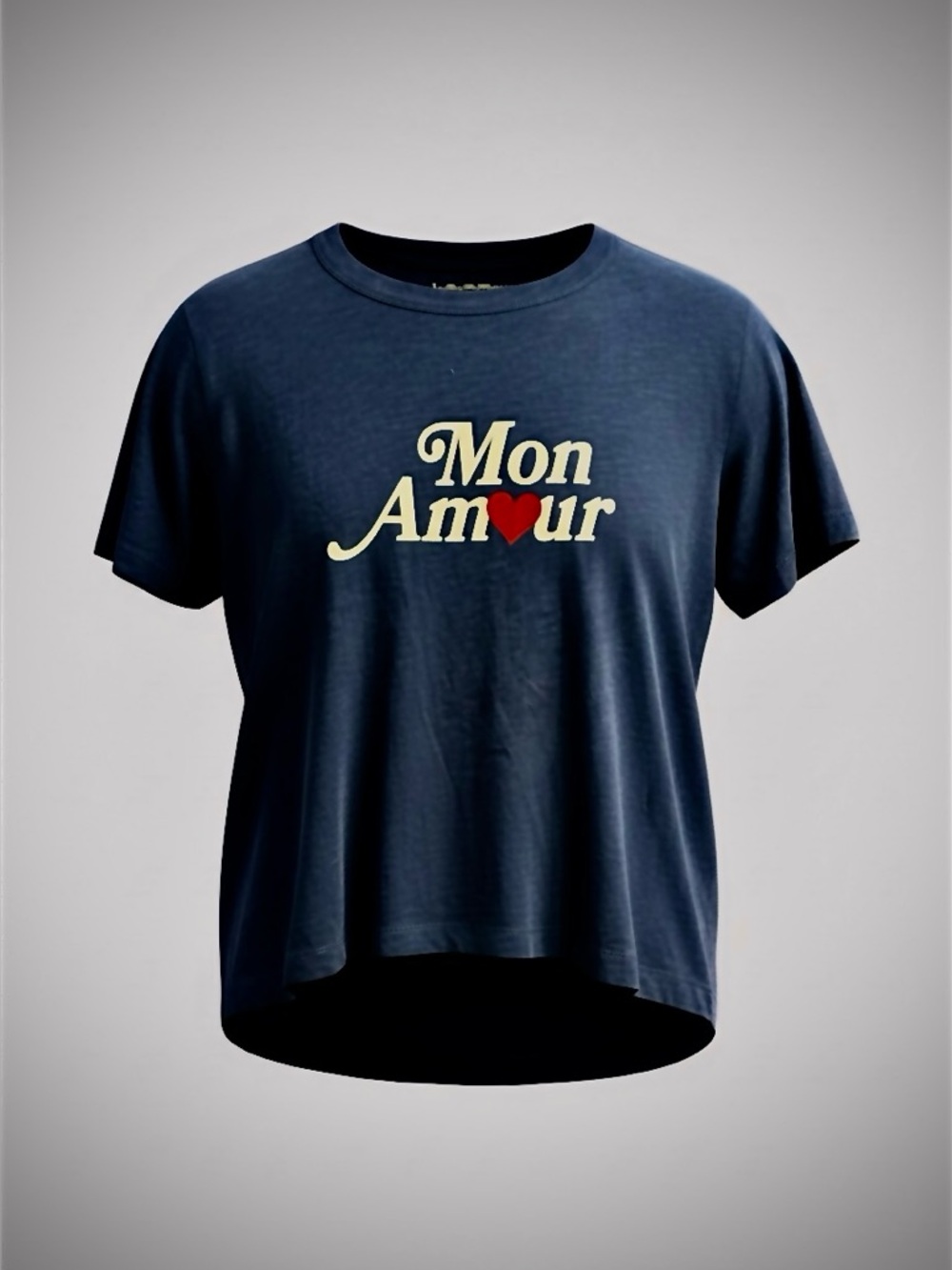 LOFT Navy Graphic Mon Amour Short Sleeve 100% Cotton Tee